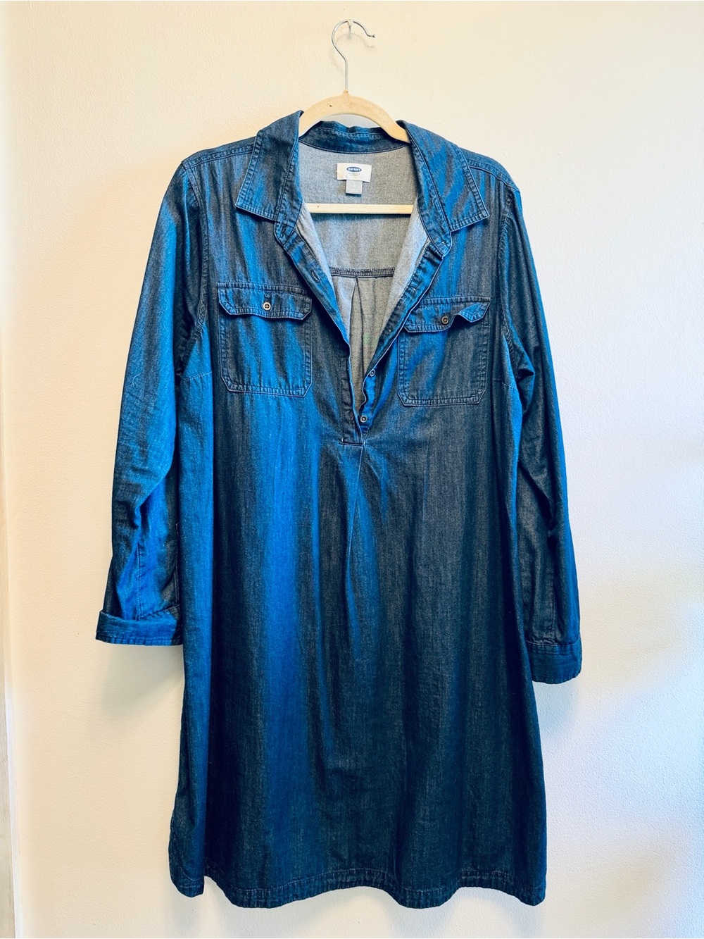 Old Navy Navy Blue Denim Shirt Dress
